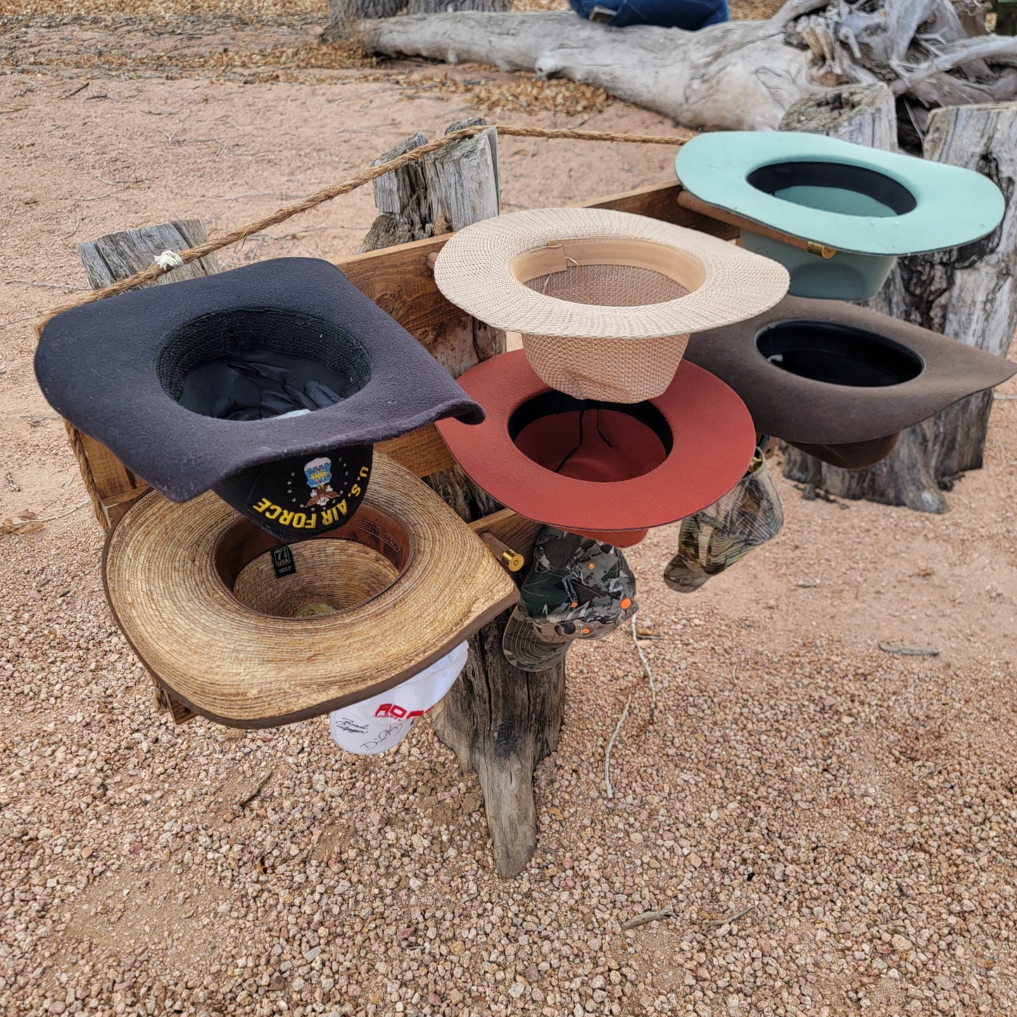 6H - Cowboy Hat Rack - 6 Hatter Horizontal Functional Western Decor Cowboy hat hanger