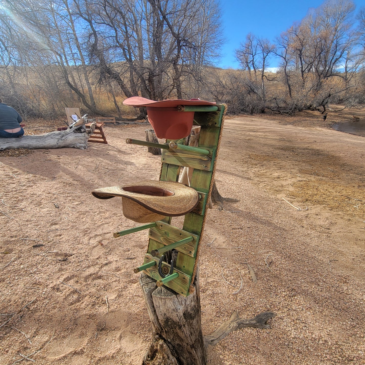 4V - Cowboy Hat Rack - 4 Hat Vertical Functional Western Decor Cowboy hat hanger