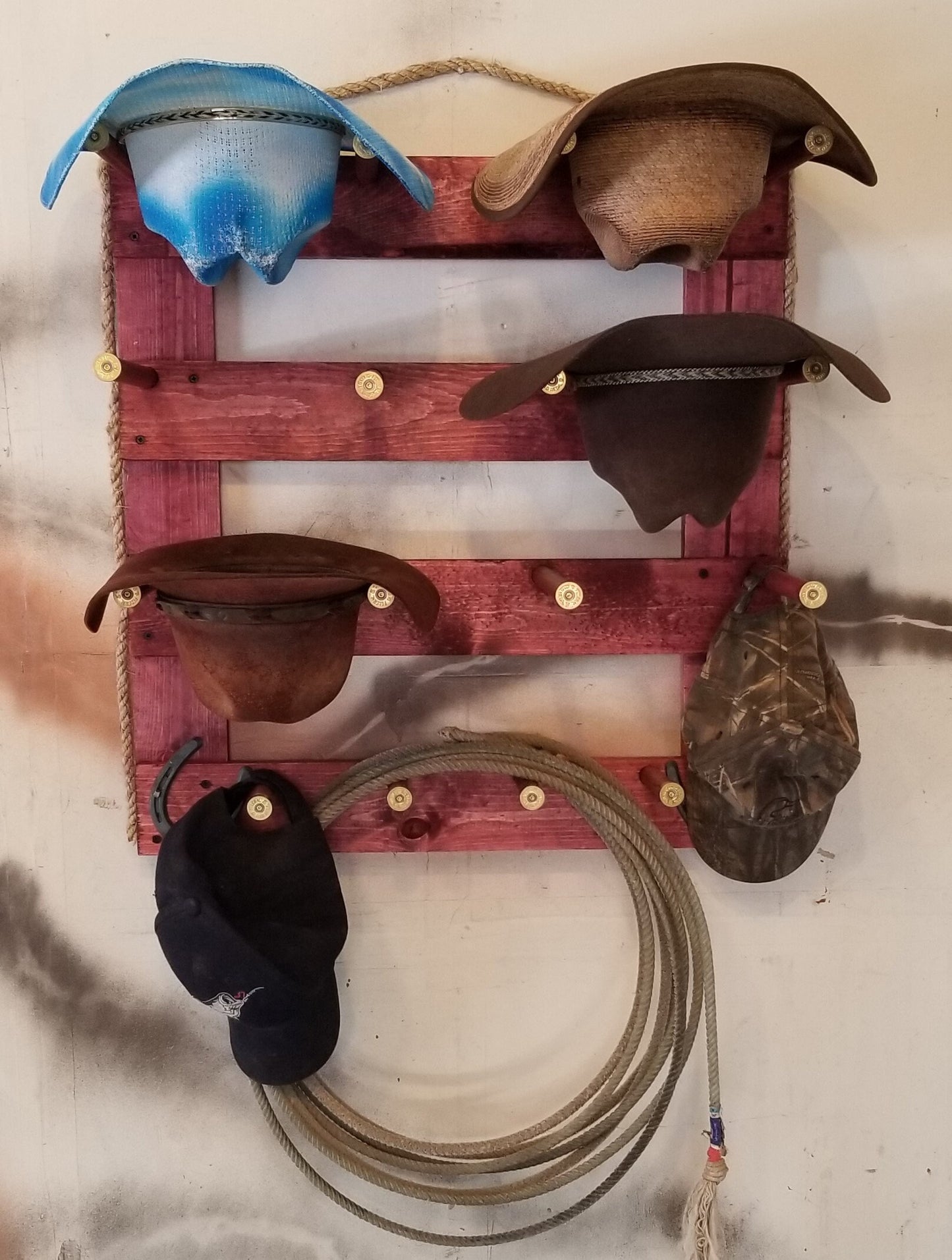 6 Cowboy Hat Rack Vertical | Cowboy Hat Holder | Rustic Western Hat Display | Handcrafted Wooden Organizer | Space-Saving Home Decor | Made in USA