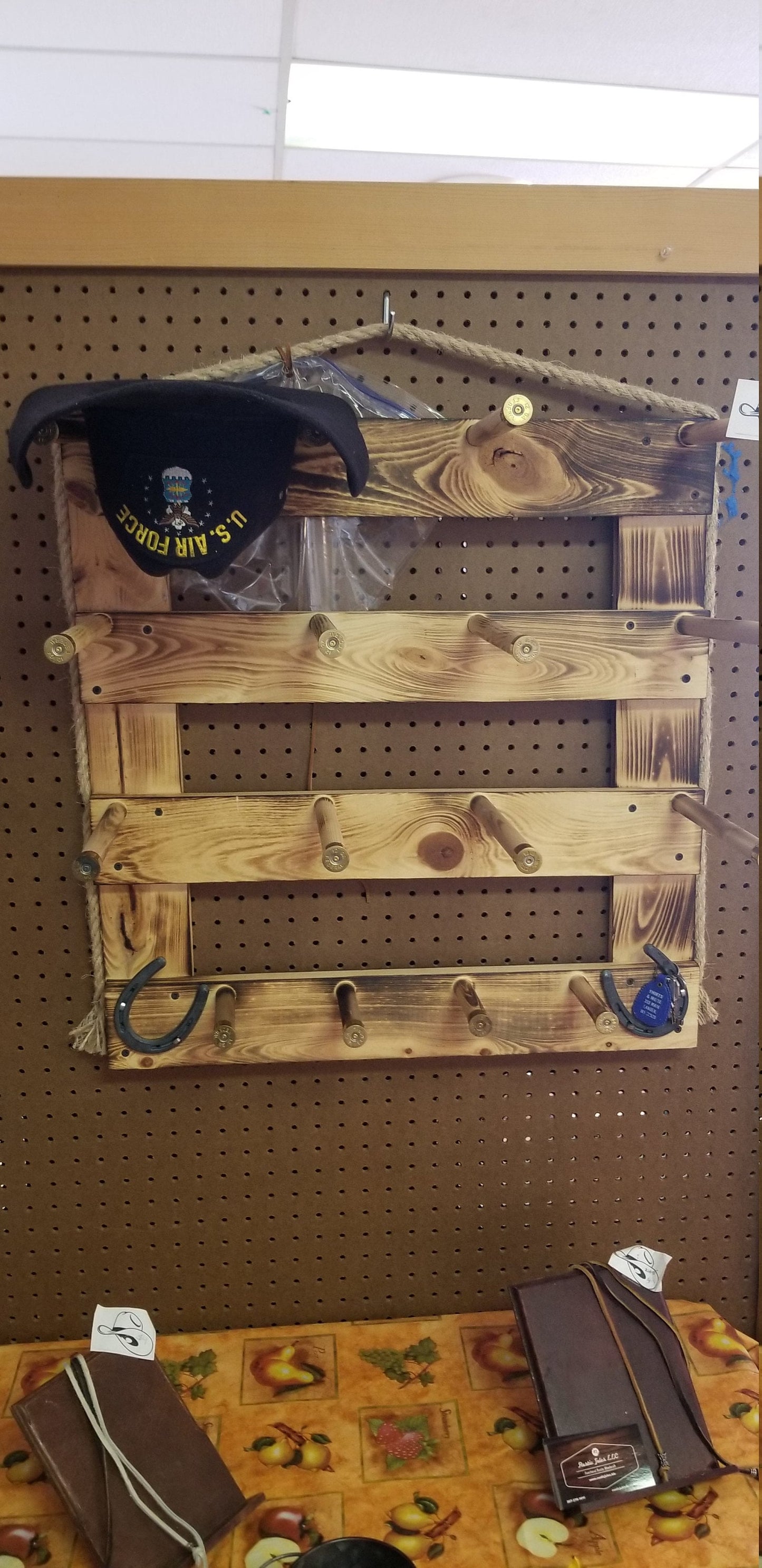 6 Cowboy Hat Rack Vertical | Cowboy Hat Holder | Rustic Western Hat Display | Handcrafted Wooden Organizer | Space-Saving Home Decor | Made in USA