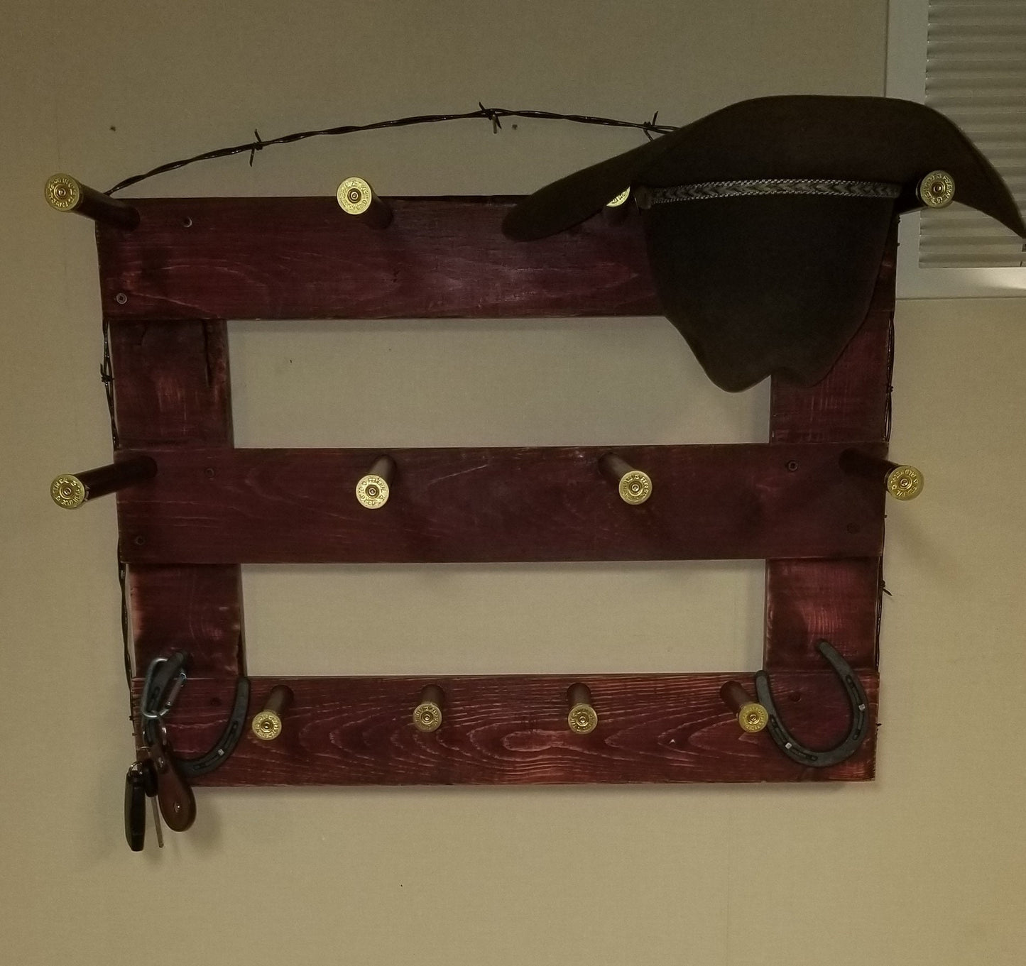 4H - Cowboy Hat Rack - 4 Hat Horizontal Functional Western Decor