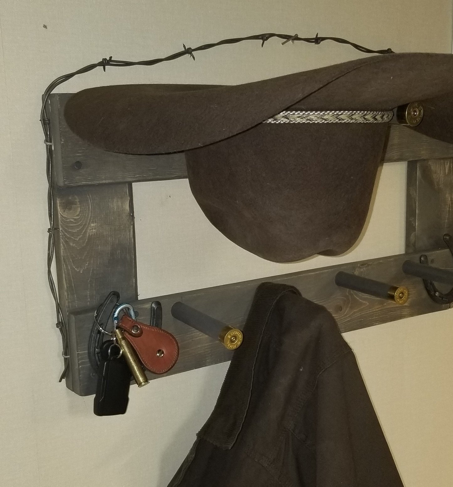 2 Cowboy Hat Rack Horizontal | Cowboy Hat Holder | Rustic Western Hat Display | Handcrafted Wooden Organizer | Space-Saving Home Decor | Made in USA