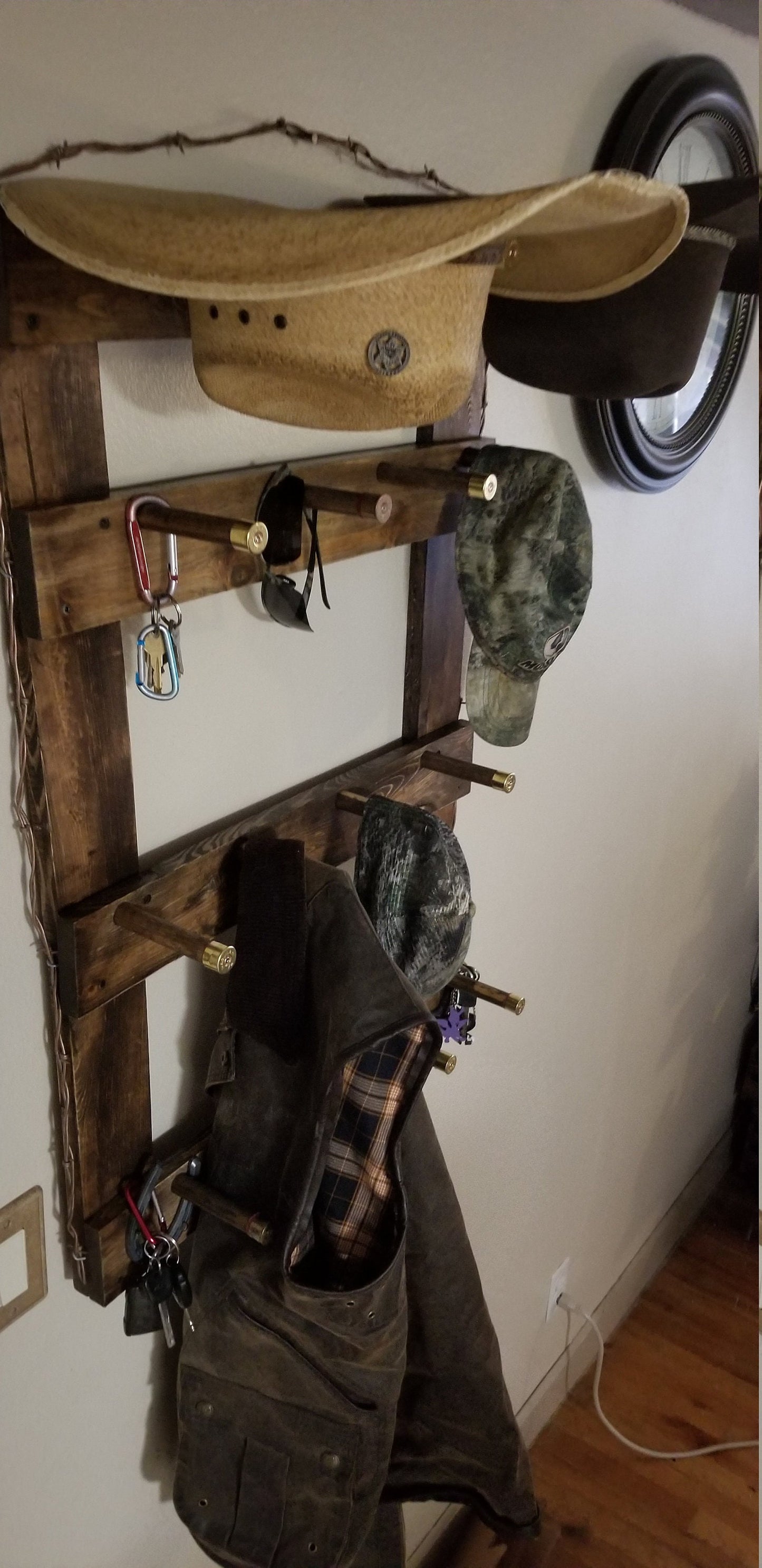 2H12B - Cowboy and Cap Rack - 2 Hatter 12 Baller Functional Western Decor