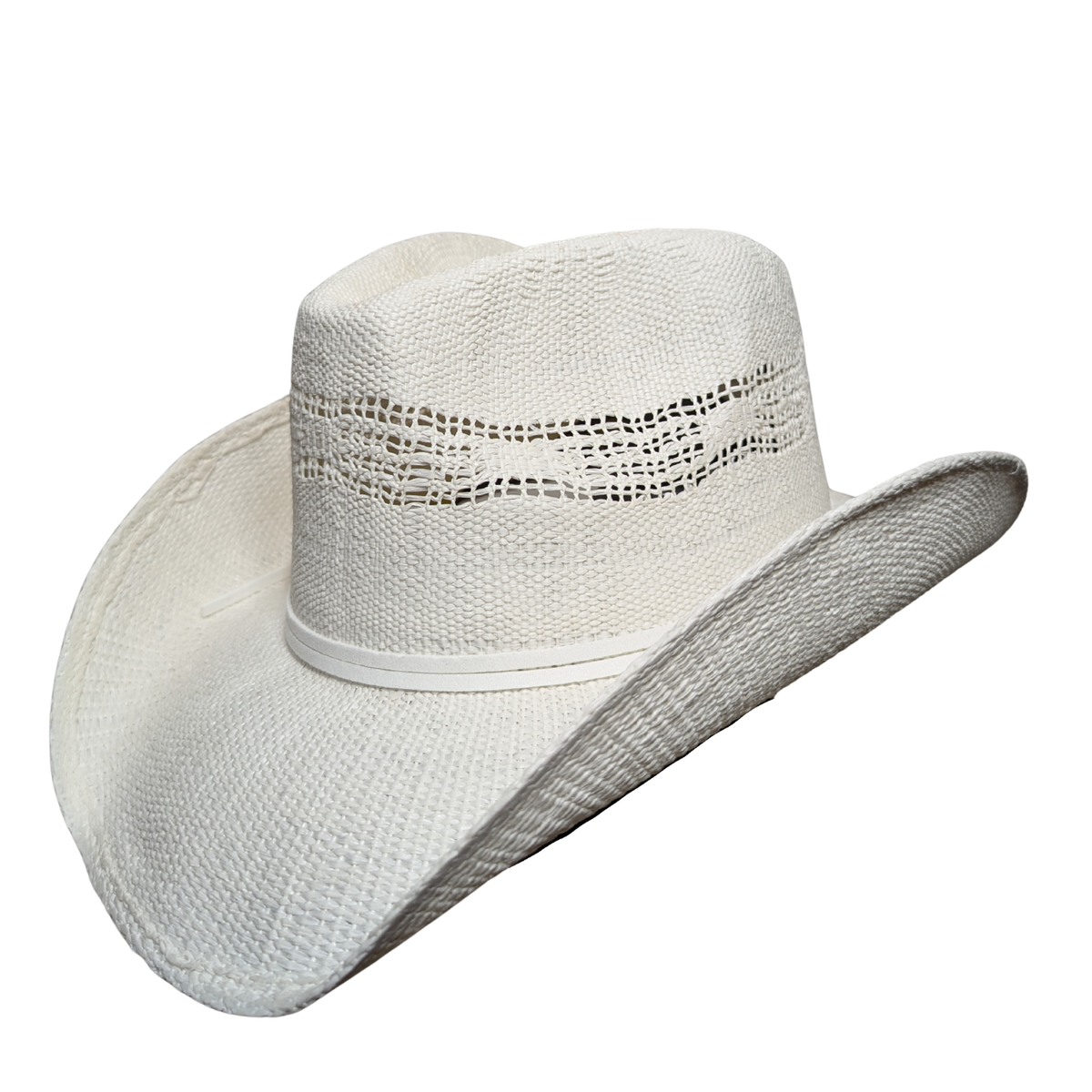 All White Open-Weave Cowboy Hat
