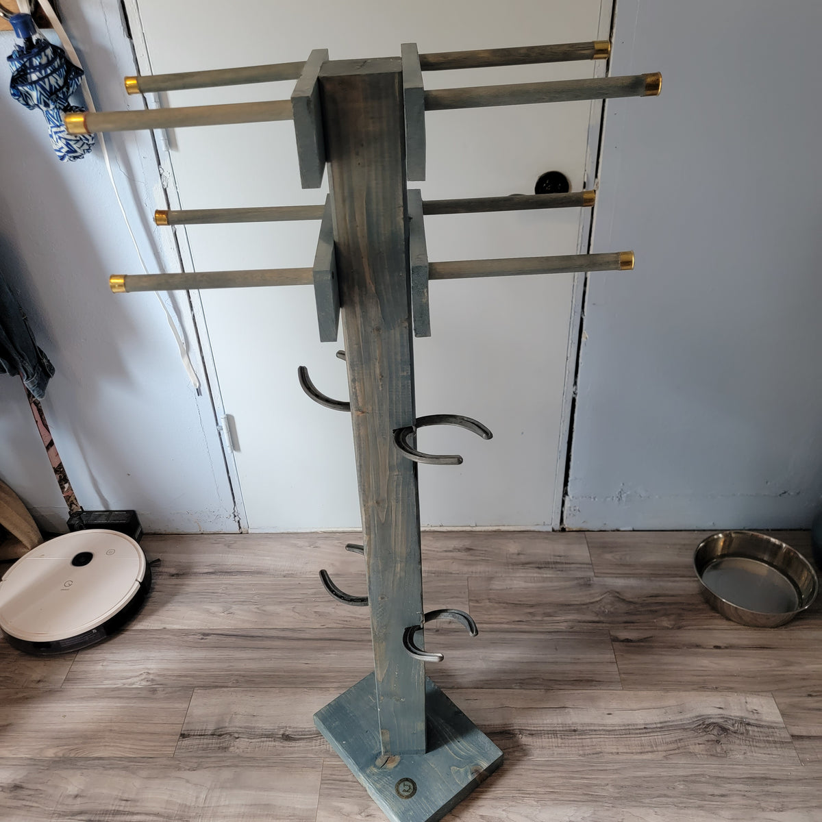 Hat Tree Rack 4 Cowboy Hat & 4 Boot Tree Rack | Hybrid Western Organizer | Rustic Wo ...