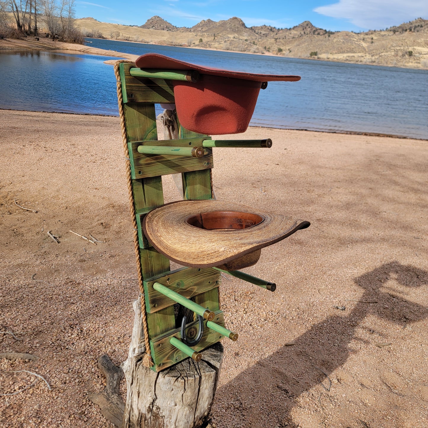 4V - Cowboy Hat Rack - 4 Hat Vertical Functional Western Decor Cowboy hat hanger
