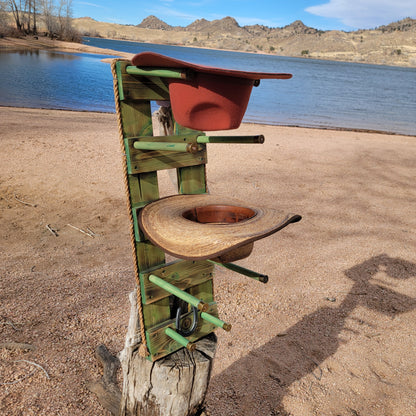 4V - Cowboy Hat Rack - 4 Hat Vertical Functional Western Decor Cowboy hat hanger