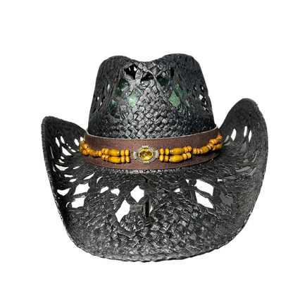 Black Wicker Cowboy Hat
