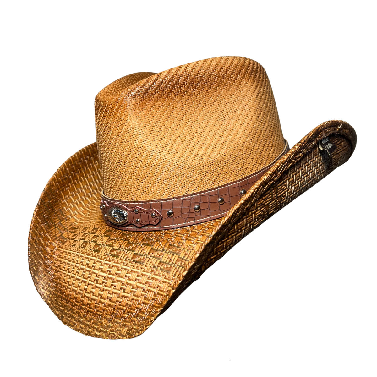 Brown Croc-Band Concho Cowboy Hat