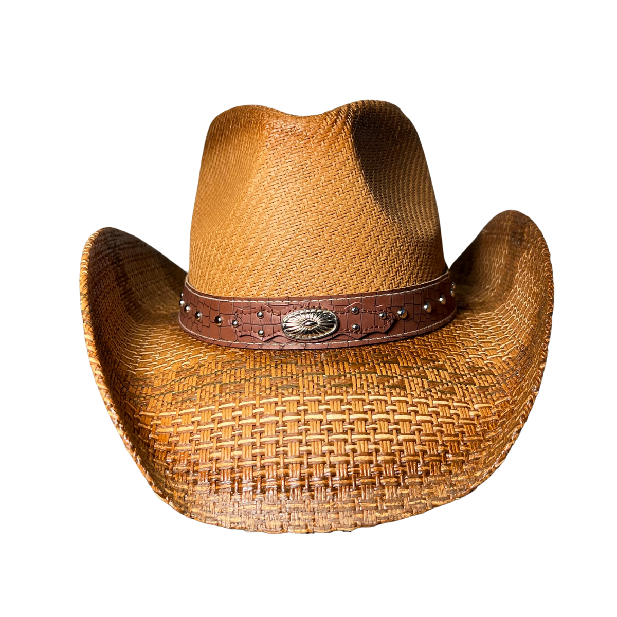 Brown Croc-Band Concho Cowboy Hat