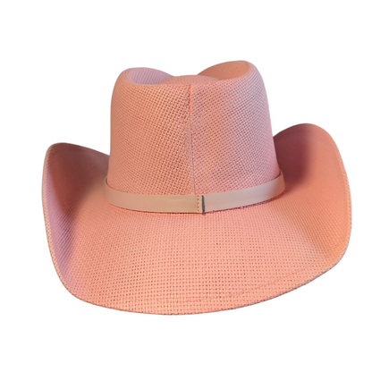 Pink Leather Band Cowboy Hat