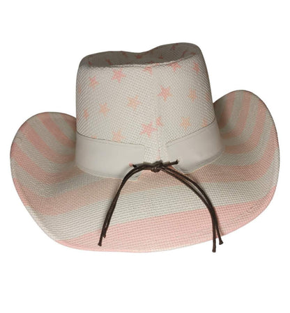 White & Pink American Flag Cowboy Hat