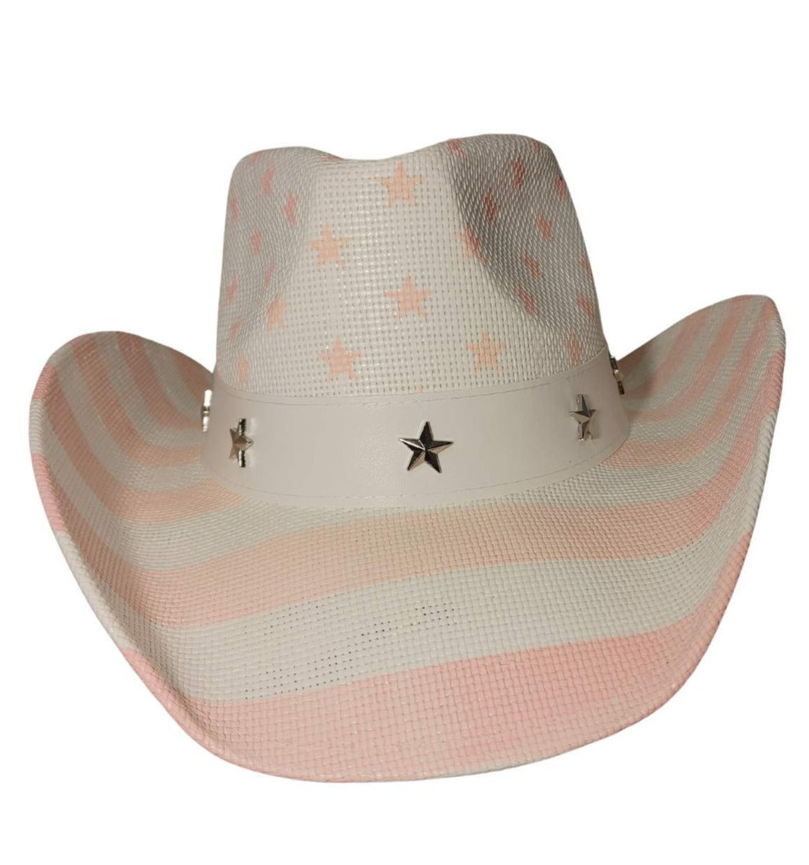 White & Pink American Flag Cowboy Hat