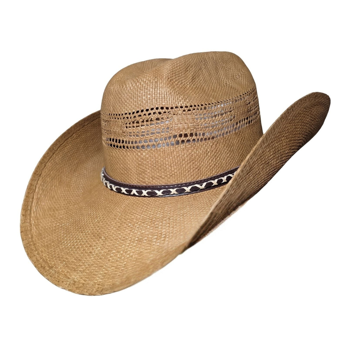 Tan Criss-Cross Band Cowboy Hat