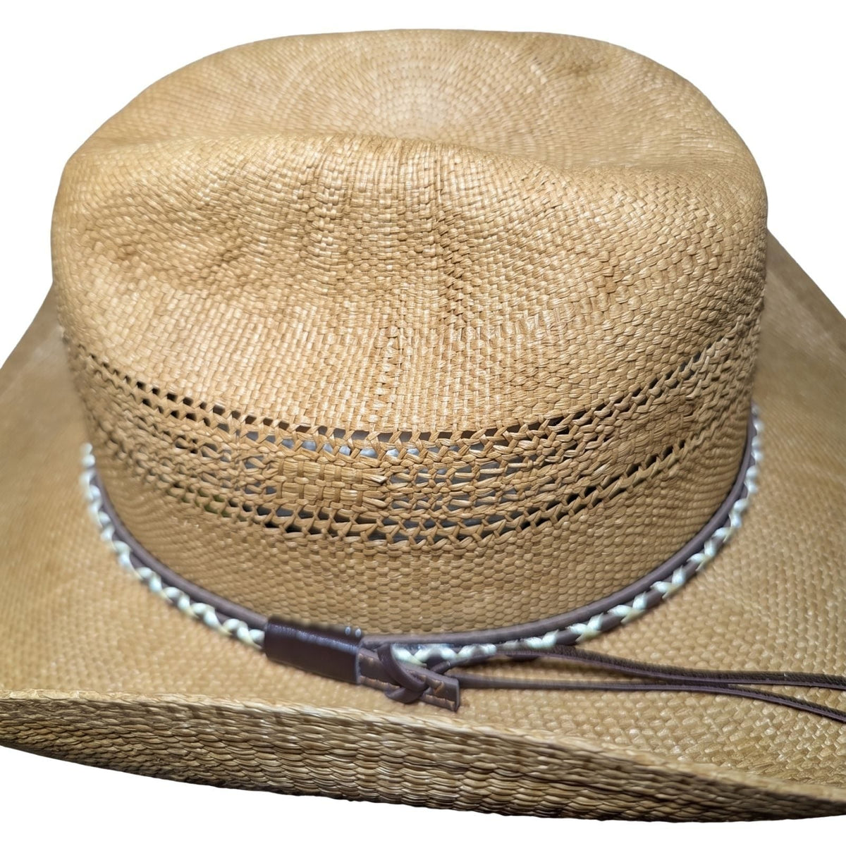 Tan Criss-Cross Band Cowboy Hat