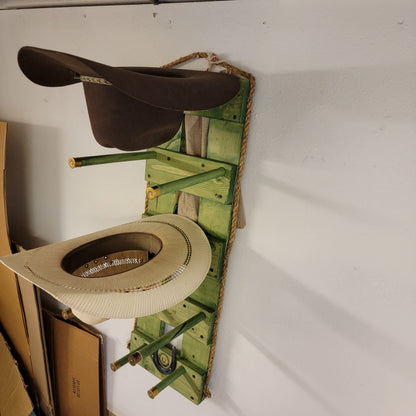 4V - Cowboy Hat Rack - 4 Hat Vertical Functional Western Decor Cowboy hat hanger