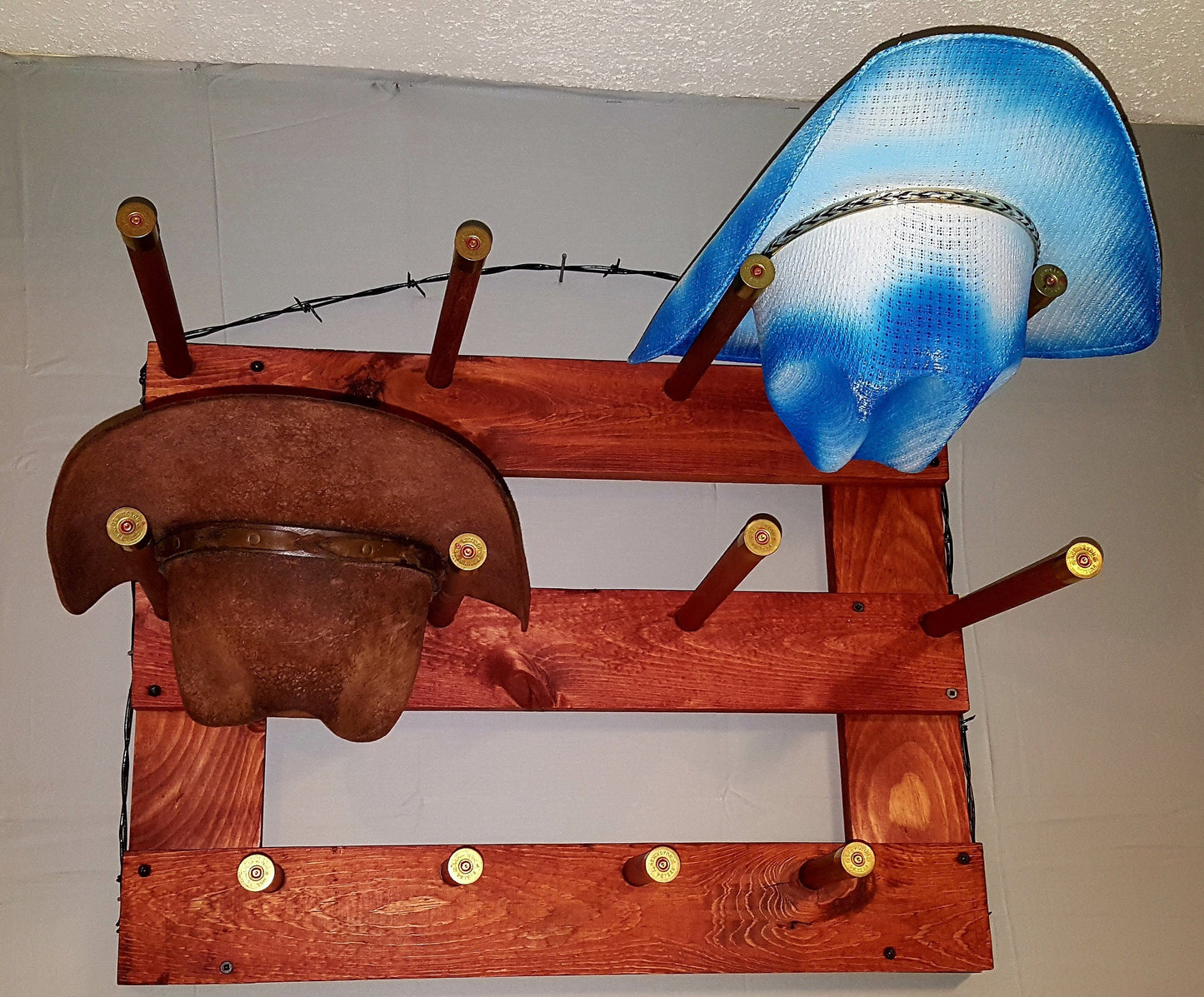 4H - Cowboy Hat Rack - 4 Hat Horizontal Functional Western Decor Cowboy hat hanger, rack for wall, cowboy wooden display, mothers day, Easter