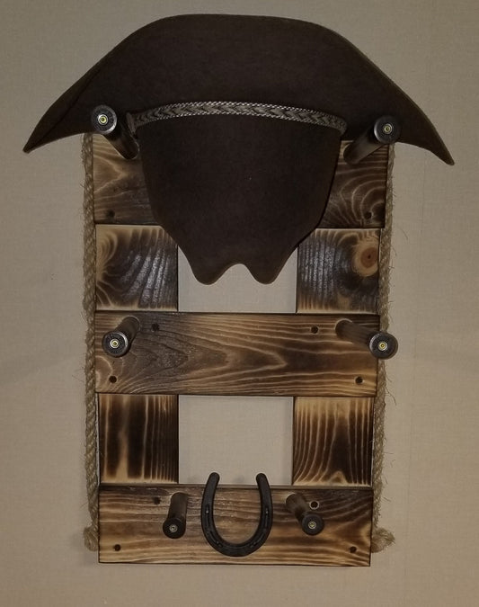 2V - Cowboy Hat Rack - 2 Hat Vertical Functional Western Decor