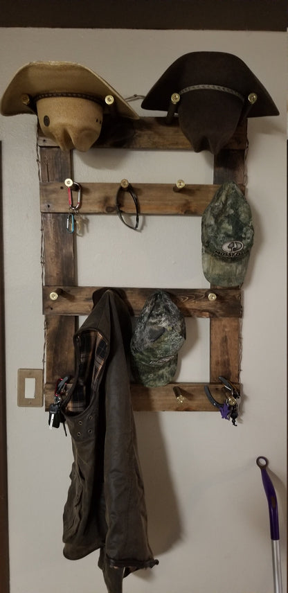 2H12B - Cowboy and Cap Rack - 2 Hatter 12 Baller Functional Western Decor