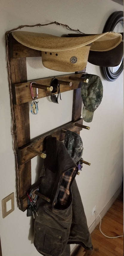 2H12B - Cowboy and Cap Rack - 2 Hatter 12 Baller Functional Western Decor