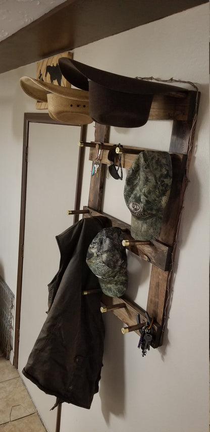 2H12B - Cowboy and Cap Rack - 2 Hatter 12 Baller Functional Western Decor